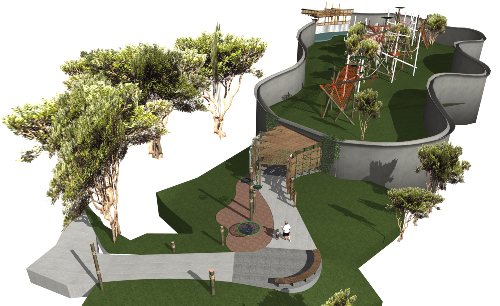 Current concept drawing of the Chimpanzee habitat - 3D view