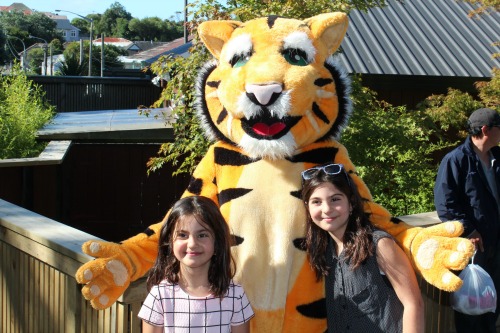 Crystal and Klaren Howell meet a friendly Tiger