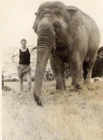 Murray with Kamala the Elephant