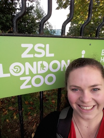 Ali beside ZSL London Zoo sign