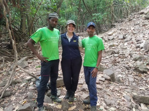 Mel with Amadou and Sala after they saw Chimpanzees!