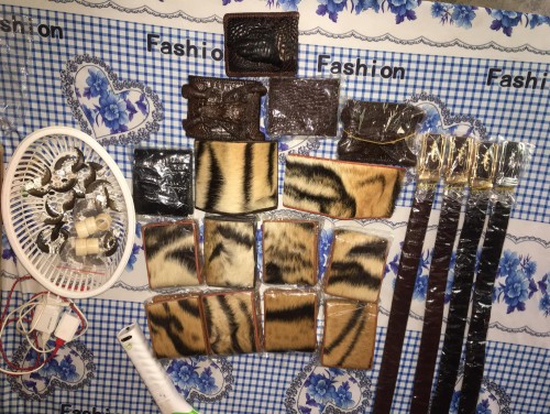 These items are believed to be tiger and crocodile skins